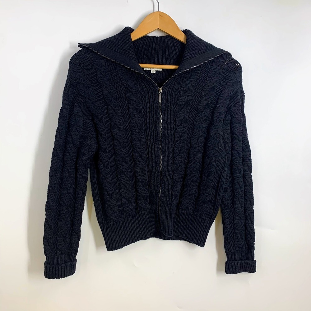 Z Supply Cable Knit Full Zip Collared Sweater Jacket Women Size XS